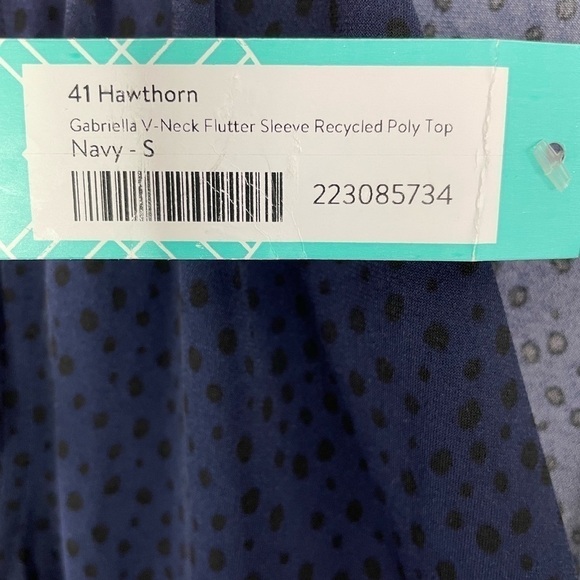 41 Hawthorn Stitch Fix Gabriella V-Neck Flutter Sleeve Top Navy NWT - Picture 9 of 10